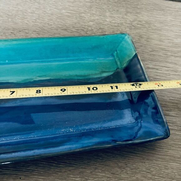 Hockomock Glazed Ceramic Aqua Blue Decor Tray - Picture 4 of 5